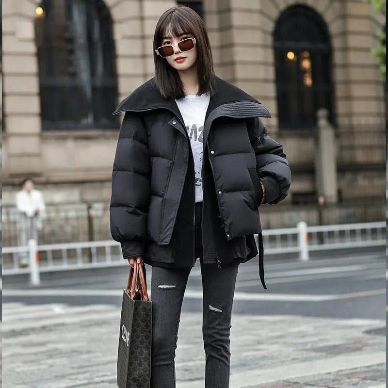 2023 inverno donna nuovo coreano addensare giacche calde femminile manica lunga Patchwork cappotti signore bianco piumino d'anatra capispalla Casual
