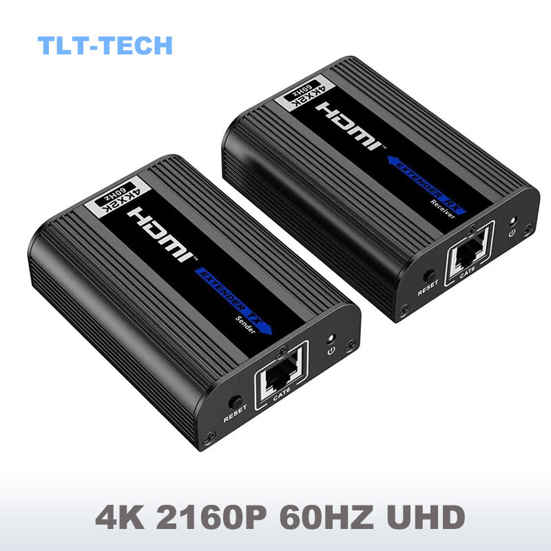 LCN6672 4K HDMI 2.0 Extender jusqu'à 60m Par Câble Cat6 / Cat6a / Cat7 HDMI 2.0 boîtier métallique Compatible 4K 2160p 60Hz UHD,