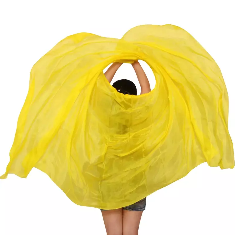 100% 실크 공연 댄스 단색 가벼운 질감 베일 숄, 여성용 스카프 의상 액세서리, 밸리 댄스 베일, 250cm x 114cm