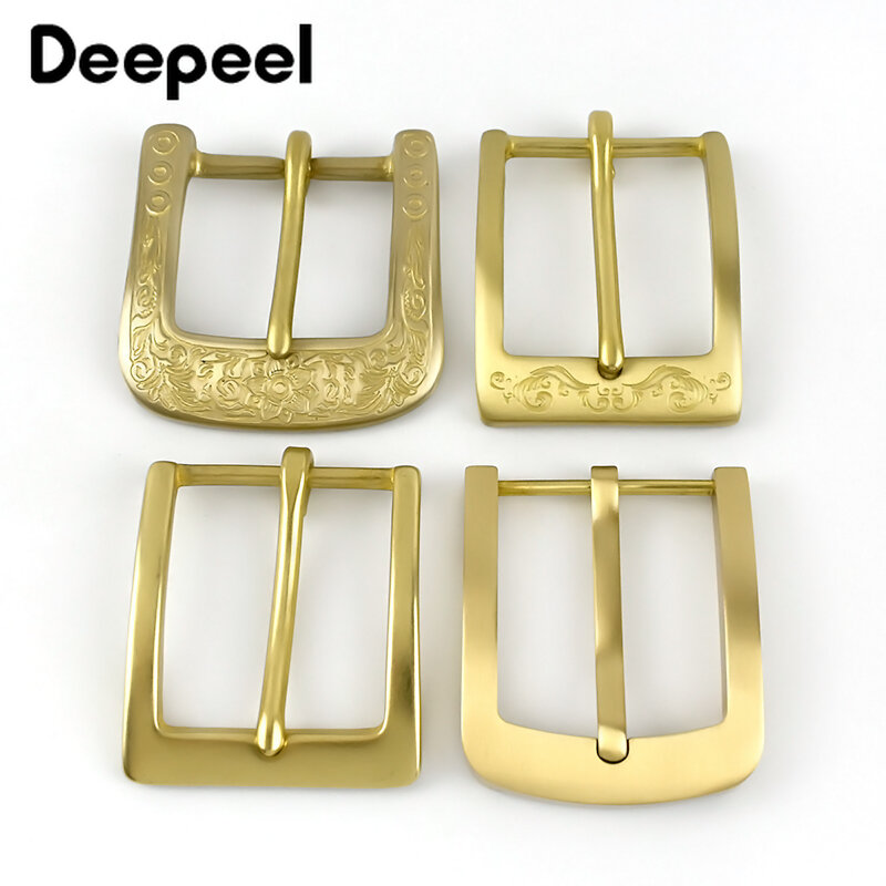 Deepeel 1Pc 40mm Pure Brass Copper Pin Buckle Belt Head Carved Men Women Buckles DIY Leather Crafts Accessory for 38-39mm Belts