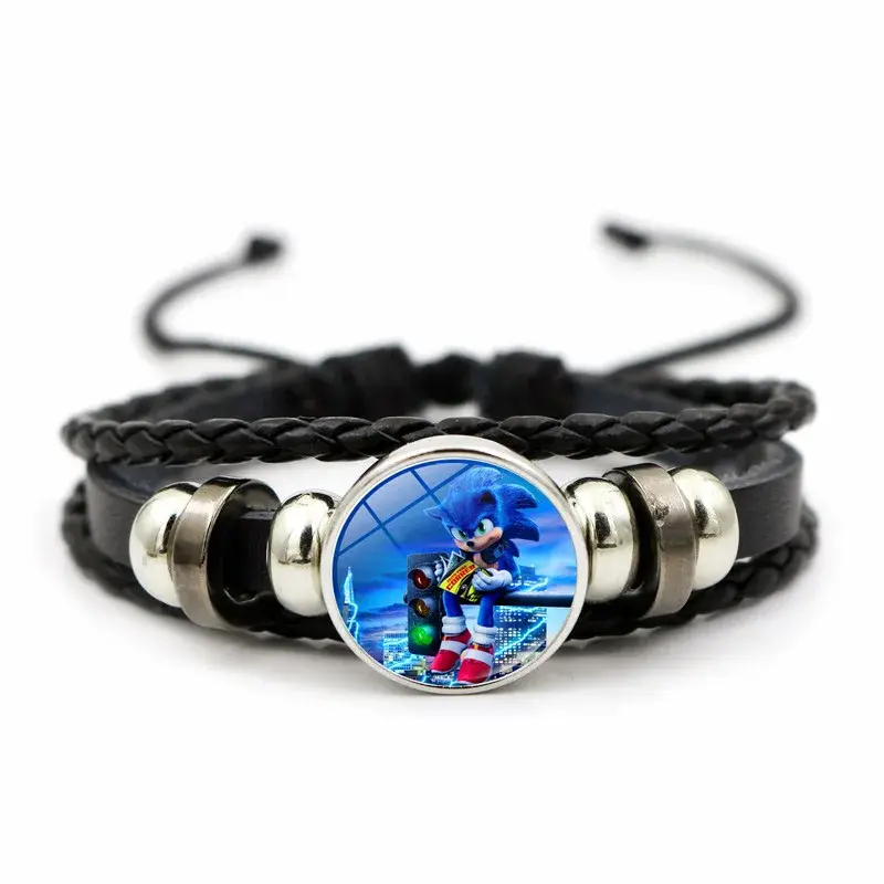 Sonic Lederen Armband Heren En Dames Geweven Armband Cool En Knap Souvenir Anime Cartoon Geschenken Aan Vrienden Van Hoge Kwaliteit