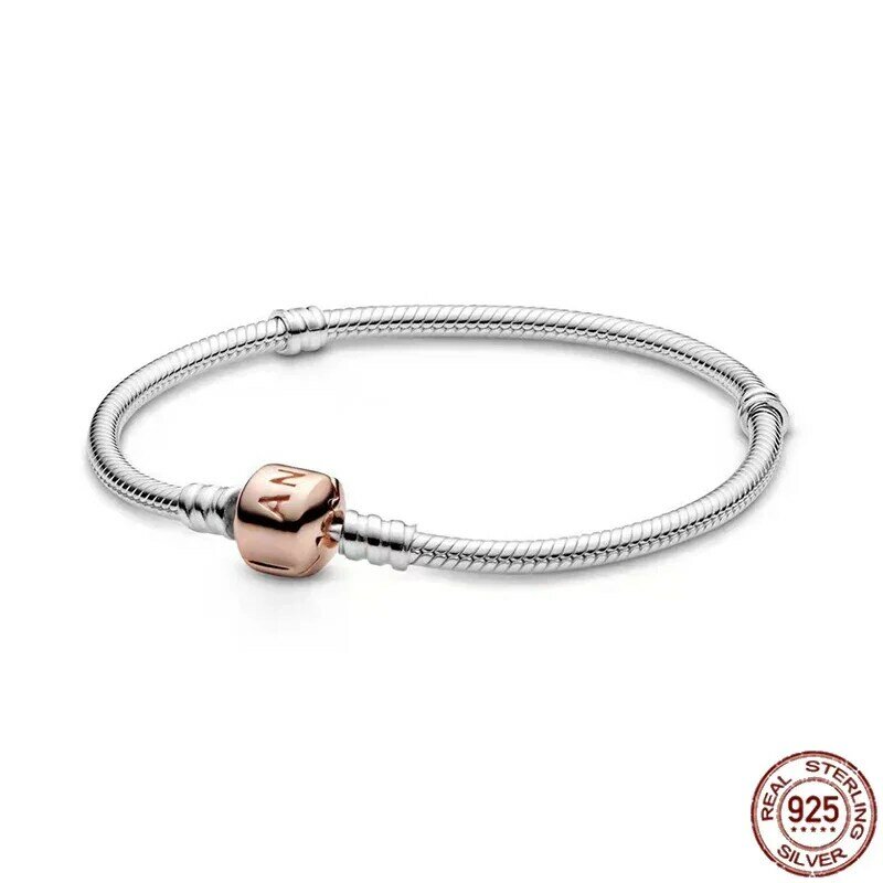 Аутентичный женский серебряный браслет, изысканный браслет-пряжка в виде змеиной кости с подходящим дизайном, очаровательные бусины, ювелирные изделия своими руками