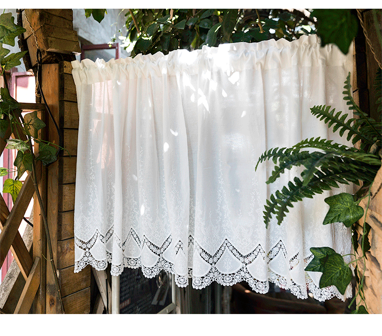 Tirai kain bordir antik gorden gelap lemari kamar tidur dapur kamar mandi dekorasi rumah batang saku kafe pendek 1 Panel