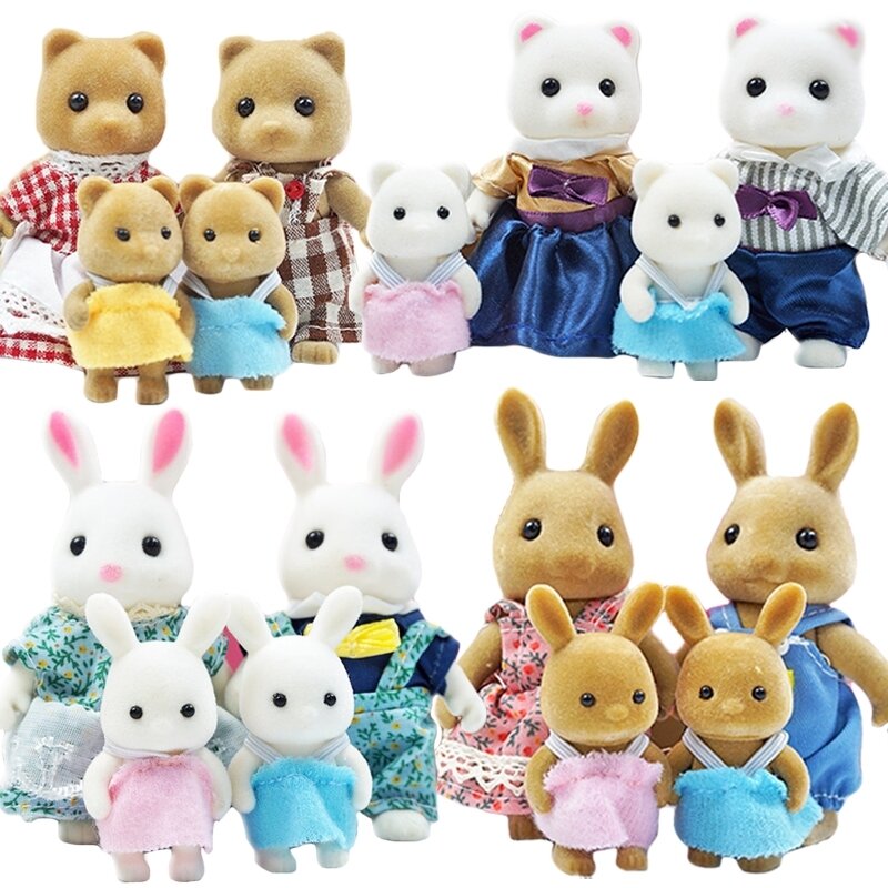 Conejo de Pascua a escala 1:12, simulación de bosque, familia, Reno, juego de simulación, oso, Panda, Animal, casa de muñecas, regalo de cumpleaños para niños