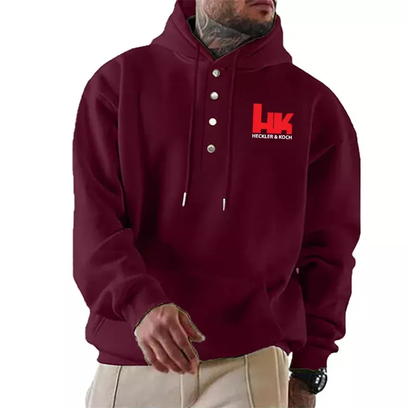 Kaus hoodie ukuran besar Hip Hop jalanan y2k kaus desain Pull-down untuk pria Hk Heckler Koch atasan Hoodie motif tanpa pita
