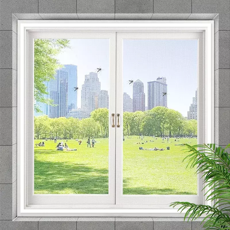 شاشة نافذة ذاتية اللصق لديي ، ستارة شبكية ، قابلة للقص مضادة للبعوض ، مزودة بنوافذ متعددة ، مجموعة واحدة