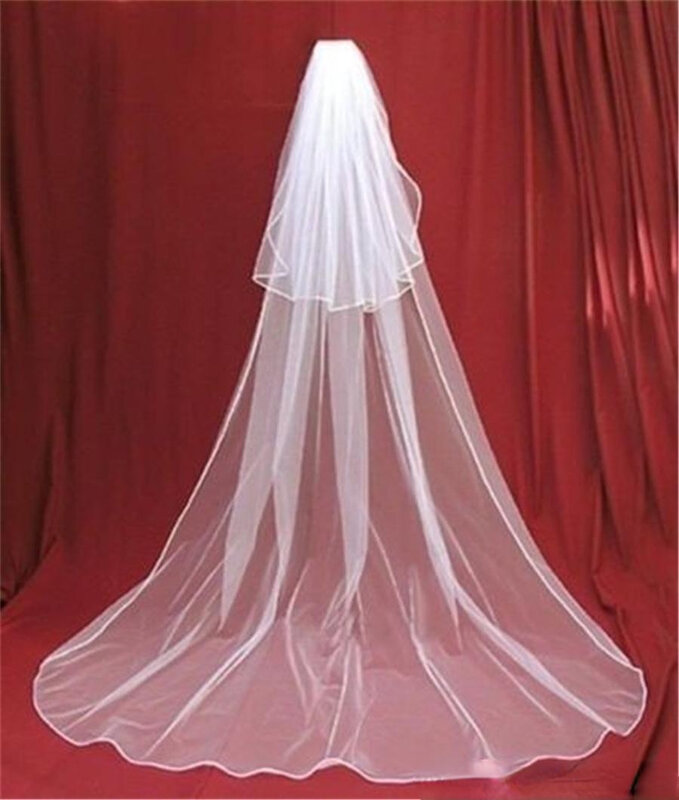 طويلة طبقتين رخيصة تول الحجاب الزفاف مع مشط ، الحجاب الزفاف الأبيض ، اكسسوارات للشعر