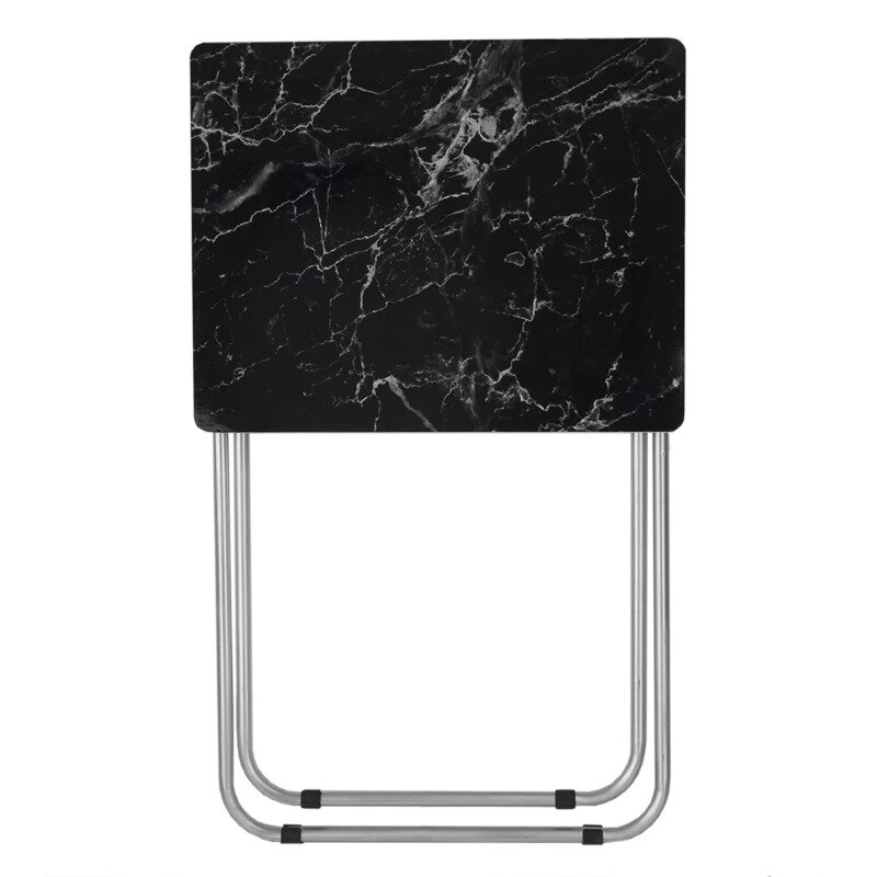 Mesa plegable multiusos con diseño de mármol, color negro/gris