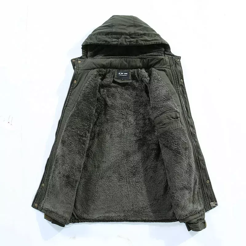 Parka acolchada de algodón para hombre, chaqueta de lana impermeable, cálida, militar, gruesa, de lana, para invierno