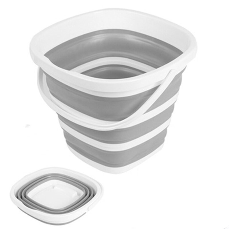 Quadrado Silicone Bucket para Banheiro, Folding Bucket, Outdoor, Car Wash, Suprimentos de Pesca, Cozinha, Acampamento, 10L