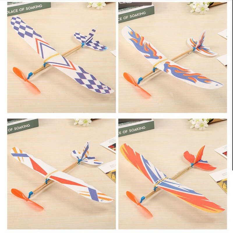Летающий планер «сделай сам», стрейчевая Резиновая лента, движущийся самолет, Сборная модель, игрушка для детей