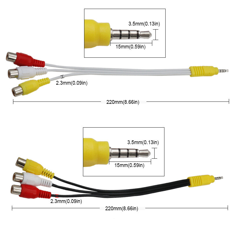 Cable adaptador AV de 3,5 MM a Jack 3 RCA, componente de vídeo para TV TCL, rojo, blanco y amarillo hembra