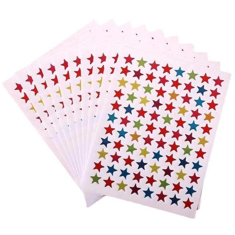 Pegatinas autoadhesivas de estrellas para decoración de páginas, pegatinas de papelería para libros de papel, etiqueta para premiar a los estudiantes, paquete de 10 hojas