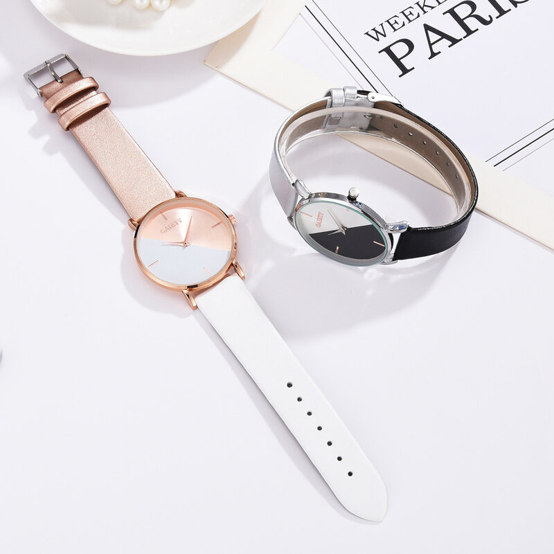 Marka wesoła zegarki damskie skórzane sukienka z różowego złota zegarki damskie luksusowe markowe zegarki damskie proste modne damskie zegarki