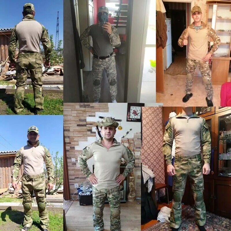 Tactical Combat Shirt Militär Uniform Armee Kleidung Tatico Tops Airsoft Multicam Camouflage Jagd Lange Hemd Kleidung Herren 8XL