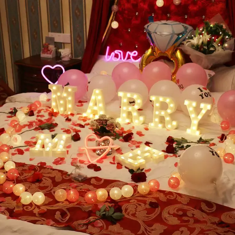 Led letter Lights Number Lights LED Night Light Holiday Romantic Lights LOVE 520 For Wedding Party Valentine's Day Birth Gift