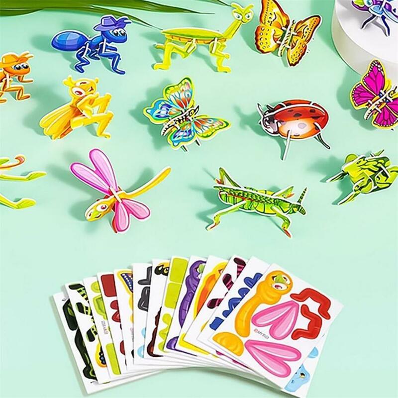 25 buah mainan edukasi teka-teki Jigsaw kertas dinosaurus serangga lucu untuk hadiah pesta ulang tahun anak-anak pengisi Pinata