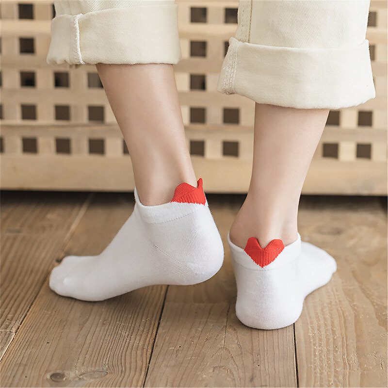 6 Pairs Women Casual Short Socks Female Harajuku Streetwear Cute Candy Color Heart Girls Students Comfortable Kawaii Ankle Socks