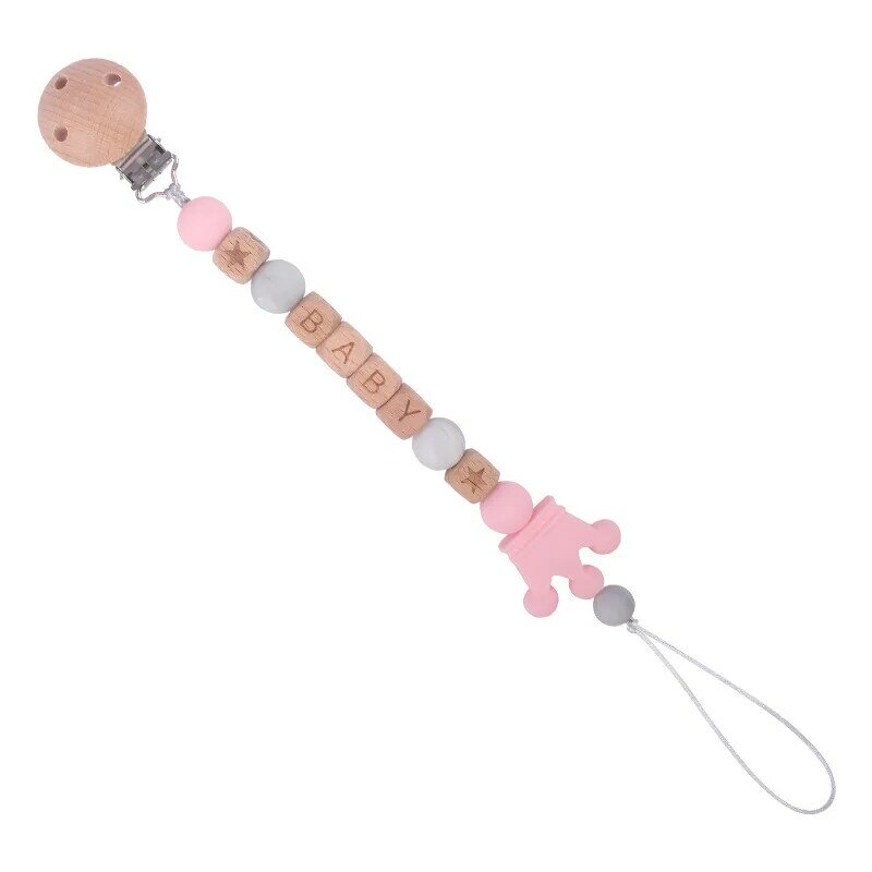Cadena de chupete de silicona con nombre de bebé personalizado, Clip de chupete, mordedor de corona personalizado, cadenas anticaída, accesorios para recién nacidos