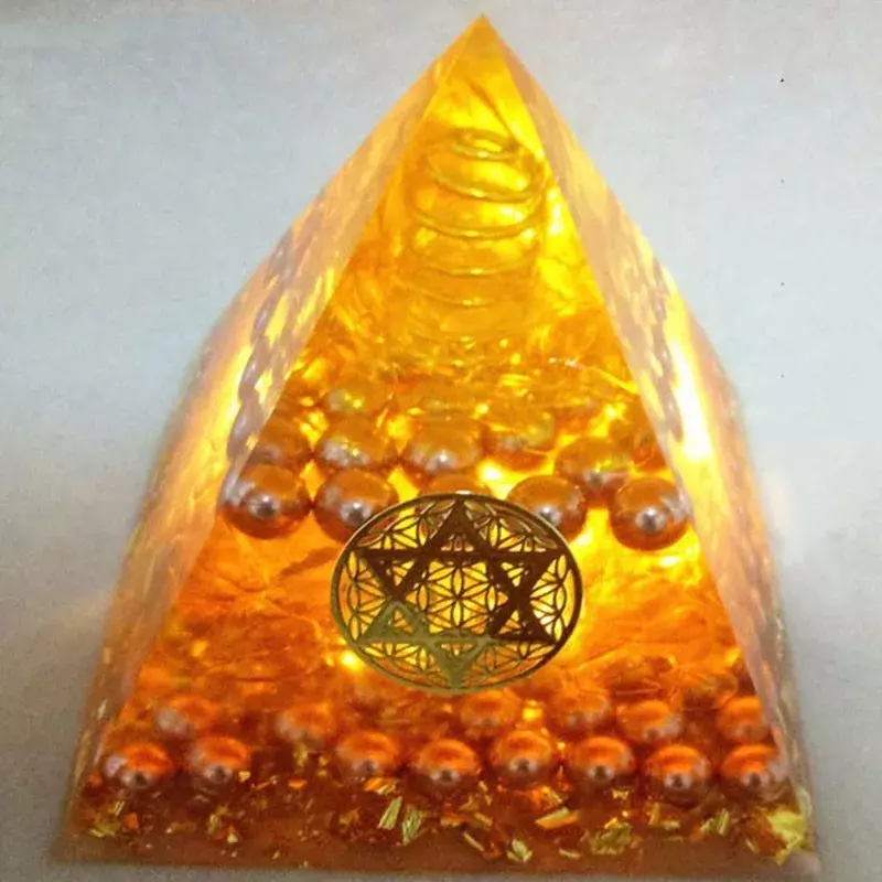 Aura Crystal Orgonite Energy Pyramid Aura Crystal Gather Wealth And Bring Good Luck  Resin Decorative Craft Jewelry