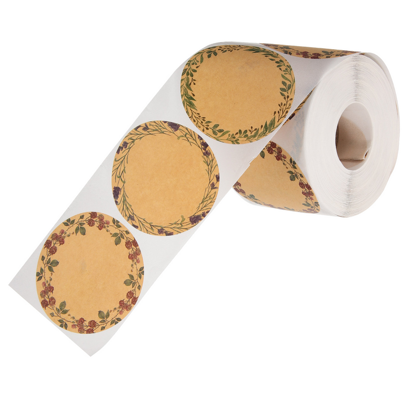 1 Roll Gift Stickers Wreath Pattern Self Adhesive Labels for Labeling Gift Bags Cards Envelopes