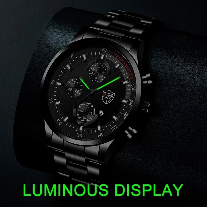 최고 브랜드 패션 남성용 비즈니스 스테인레스 스틸 쿼츠 손목 시계, 남자 럭셔리 가죽 시계