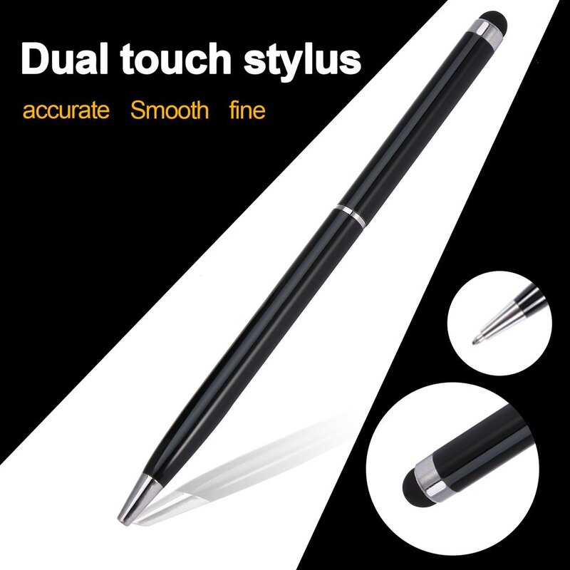 2 in 1 Universal Stainless Steel Capacitive Crystal Touch Screen Stylus & Ball Point Pen for Tablet PC Phone Easy Carrying
