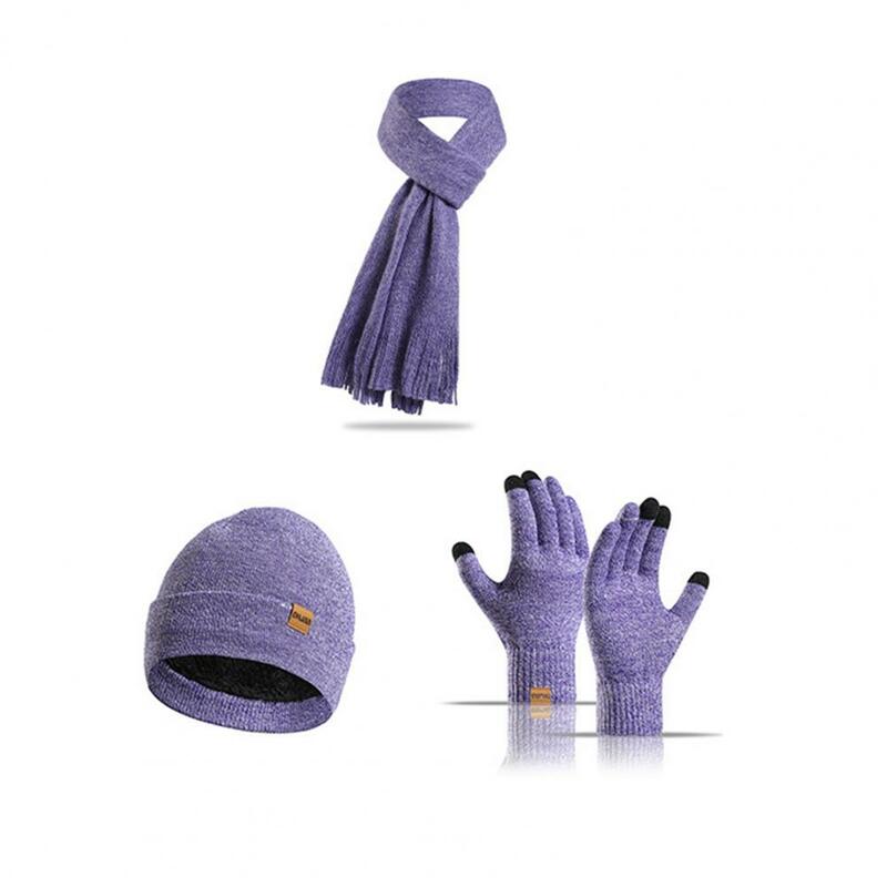 Conjunto de gorro de invierno Unisex, conjunto de guantes, bufanda, gorro de punto, cálido, a prueba de viento, gorro de ciclismo al aire libre