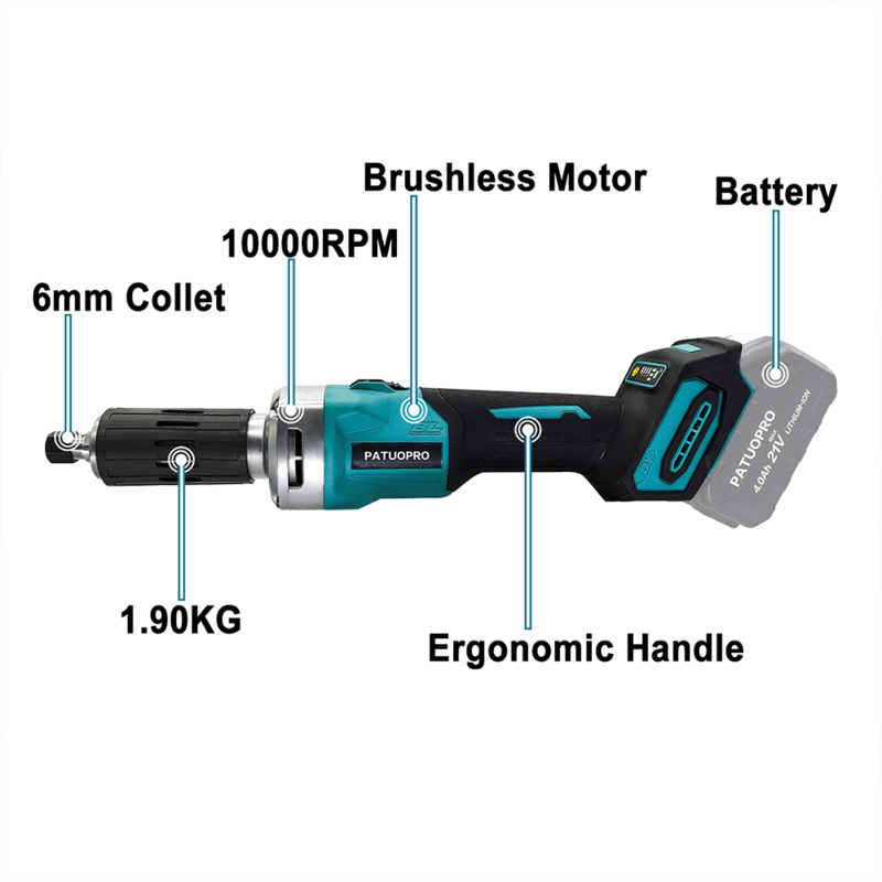 Elétrica sem fio Brushless Die Grinder, ferramenta de gravura, velocidade variável, ferramentas rotativas, apto para Makita, bateria 18V, 6mm