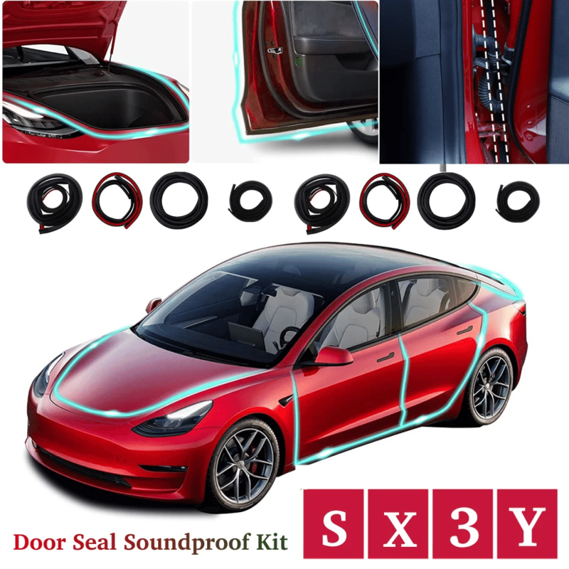 10-częściowy zestaw dźwiękoszczelnych uszczelek drzwi do Tesla Model 3 Y S X Gumowa uszczelka przeciwwiatrowa Zestaw przedniej osłony bagażnika
