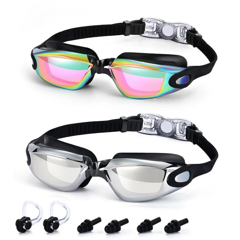 Óculos de natação anti-nevoeiro unisex, visão ampla, proteção uv, à prova d'água, para mergulho, esportes aquáticos, verão