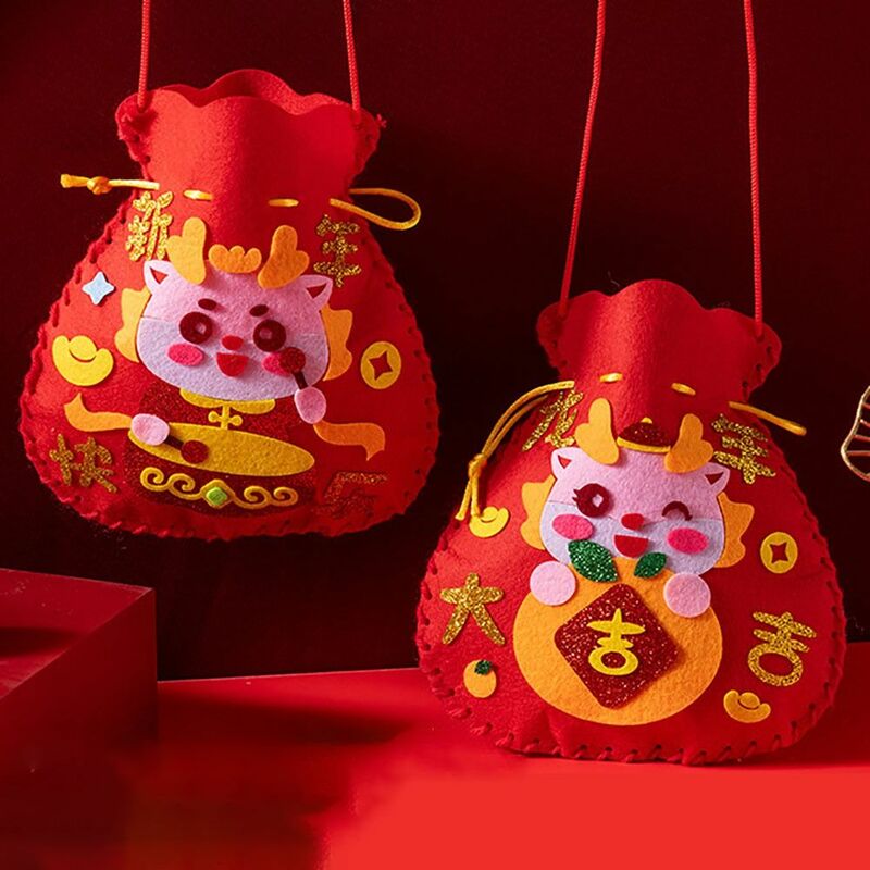 Bênção estilo chinês Crossbody Bag, materiais seguros, pacote de material artesanal, DIY Lucky Bag, carteira, ano novo
