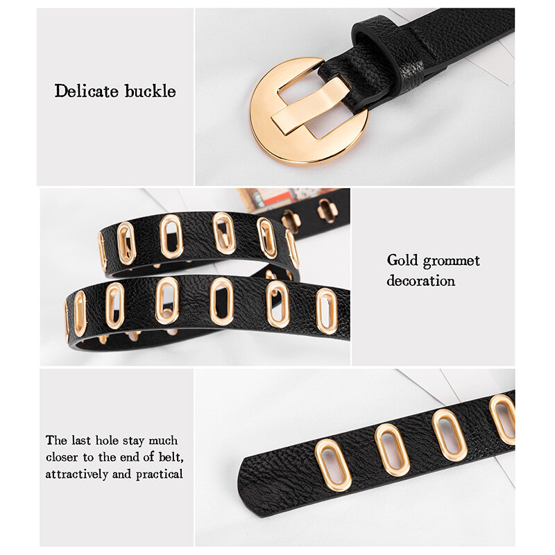 Maikun-cinturón Grunge de cuero PU con agujero ajustable para mujer, cinturones Punk Grunge, hebilla de alfiler de aleación, nuevo
