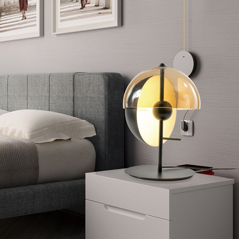 북유럽 아트 테이블 램프, 창의적인 반구형 원형 거실, 홈 침실 장식, 침대 옆 램프, LED 야간 조명, 책상 램프