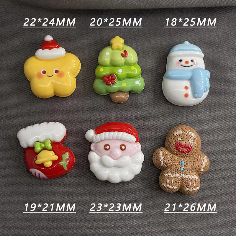 10pcs 2023 3D Kawaii Cartoon Christmas Resin Nail Charms Accessories  DIY Nail Art Decorations Manicure Ornaments