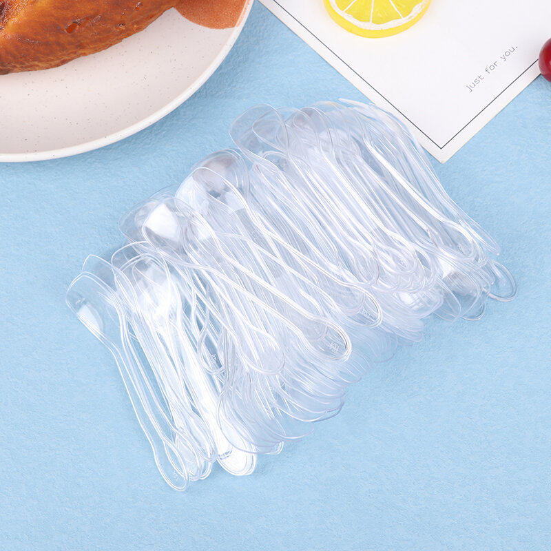 Mini cucharas de plástico de piezas, cubertería para gelatina, helado, postre, aperitivo, suministros para fiestas, 100