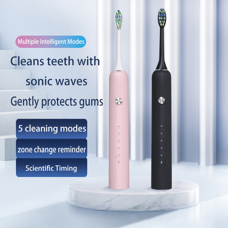 แปรงสีฟันไฟฟ้าหัวเสาโรมันอันละเอียดชาร์จไร้สายมอเตอร์สำหรับผู้ใหญ่ขนแปรงนุ่มแบบแม่เหล็กใหม่