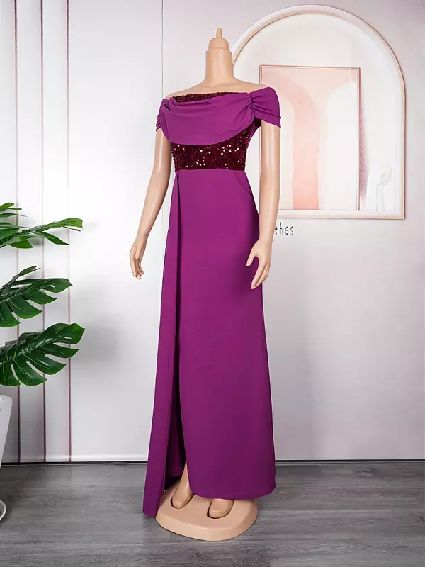 Europa, Amerika und Afrika Frauen One-Shoulder sexy Kleid Zug Bankett Abendkleid 478 #