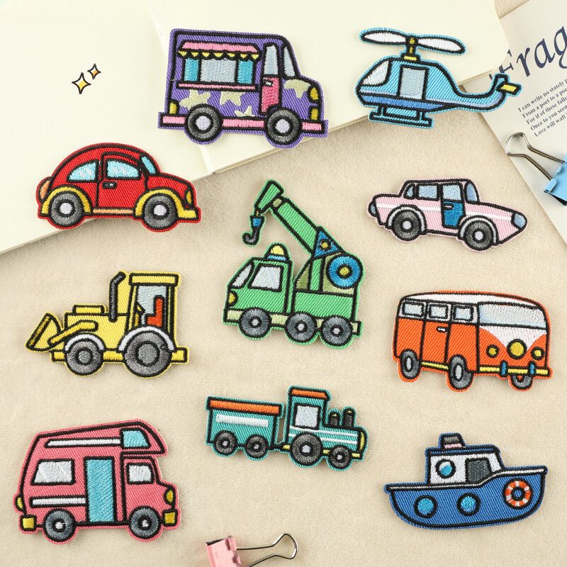 2024 New Cartoon Embroidery Patches DIY Bus Truck Car Stickers Self-adhesive Badges Fabric Emblem Clothing Bag Hat Accessories