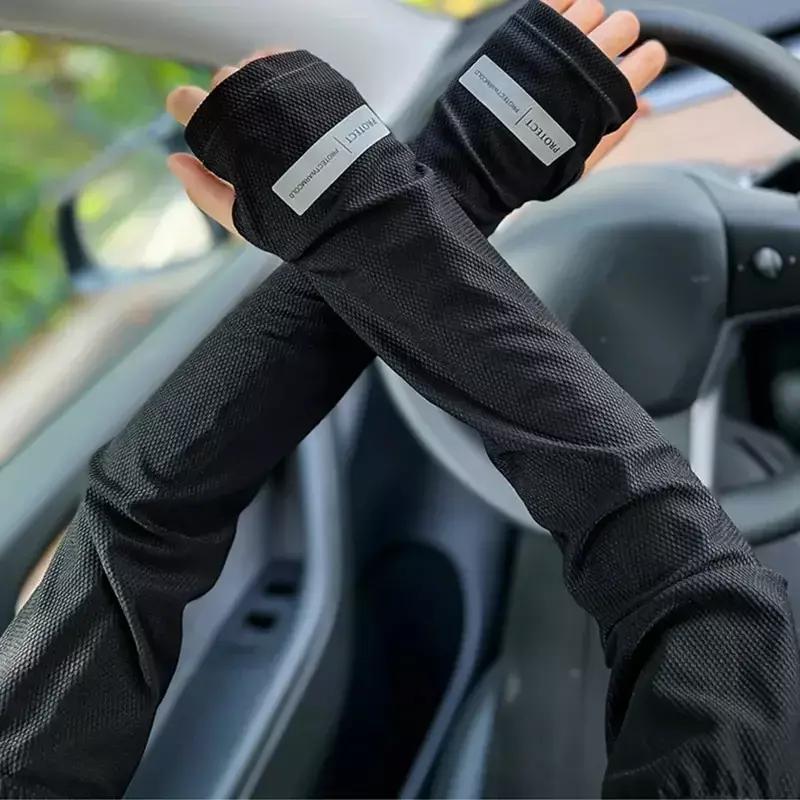Japanese Summer Outdoor UV Protection Loose Arm Sleeves Driving Outdoor Gloves Large Size Ice Sleeves for Men's Sun Protection