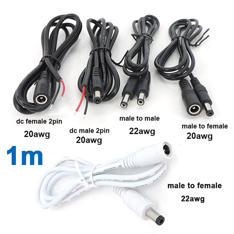 Weiß schwarz 5,5mm x 2,1mm DC-Stecker-Buchse-Verlängerung kabel 1m Klinkenst ecker Verlängerung kabel für CCTV-Wechselstrom adapter l
