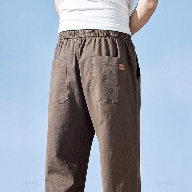 Pantalones de correr de algodón para hombre, pantalón de chándal informal, Hip Hop, fino, Harajuku, Harem, coreano, con cintura elástica, para verano, 2024