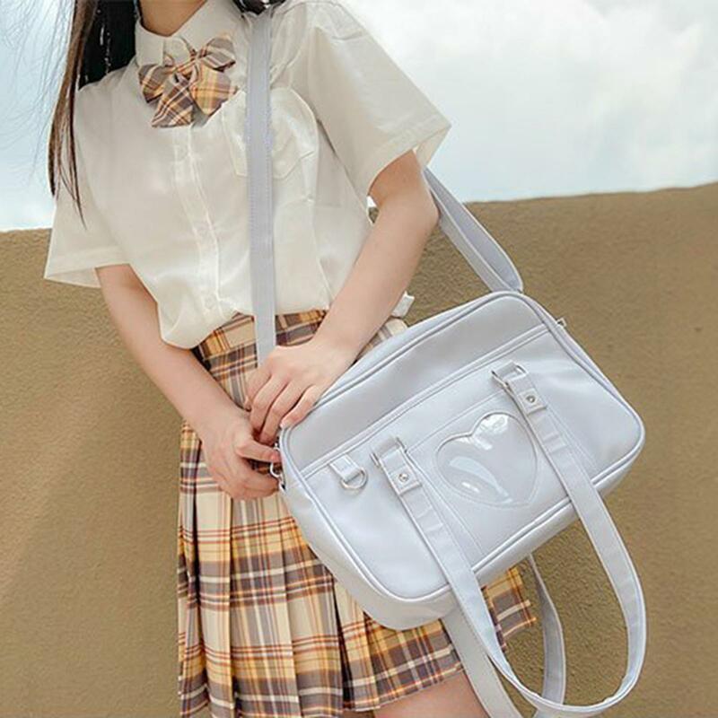Cute Jk  Uniform Crossbody Shoulder Bag Japanese High School Girls Handbags Book Bag Totes PU Leather Big Bag