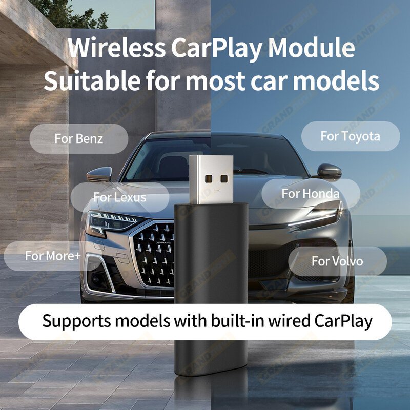 Grandnavi-Mini Dongle inalámbrico Carplay, adaptador USB de Apple, reproductor Multimedia para coche OEM, Audi, Volkswagen, Volvo, Ford, Jeep Benz