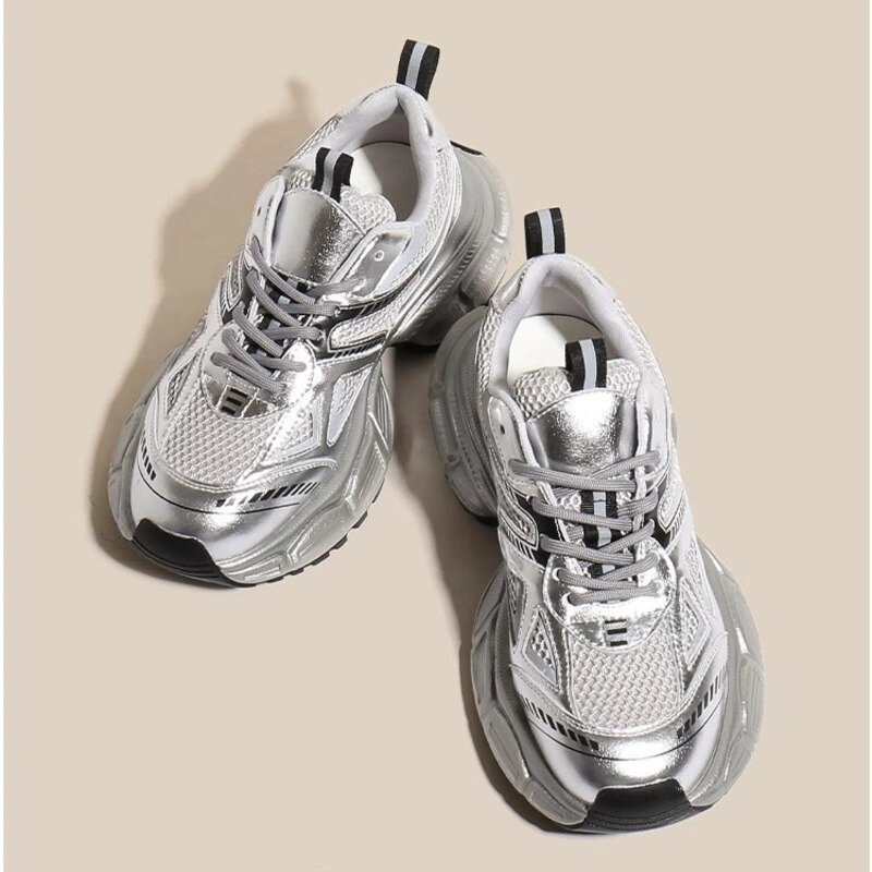 Chaussures de dehors en Cuir Souple Respirant avec Semelle Optique pour Femme, Baskets Décontractées, Nouvelle Collection Printemps 2024