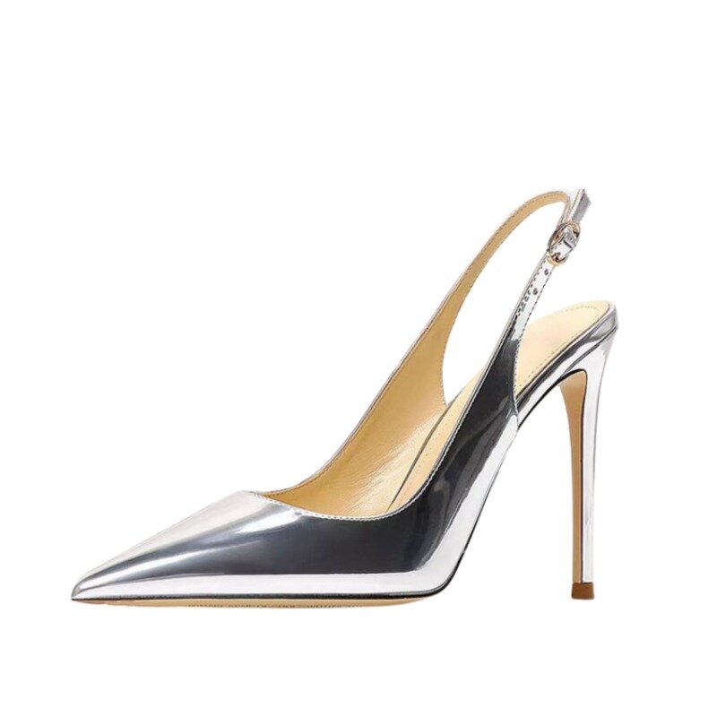 Pointed 11cm Silver Glossy Sequin Banquet Single Shoe Patent/matte Leather Women's Shoes 36-45 Graduation Ceremony High Heels