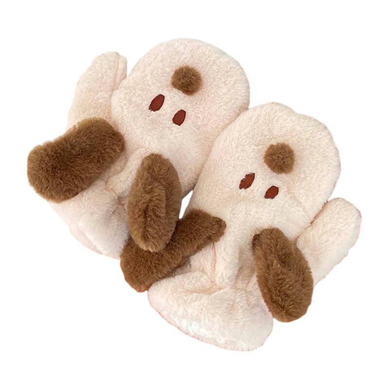 Damskie słodkie pluszowe rękawiczki ciepła moda kreskówka zwierzęce rękawiczki na zimowe wędrówki na nartach