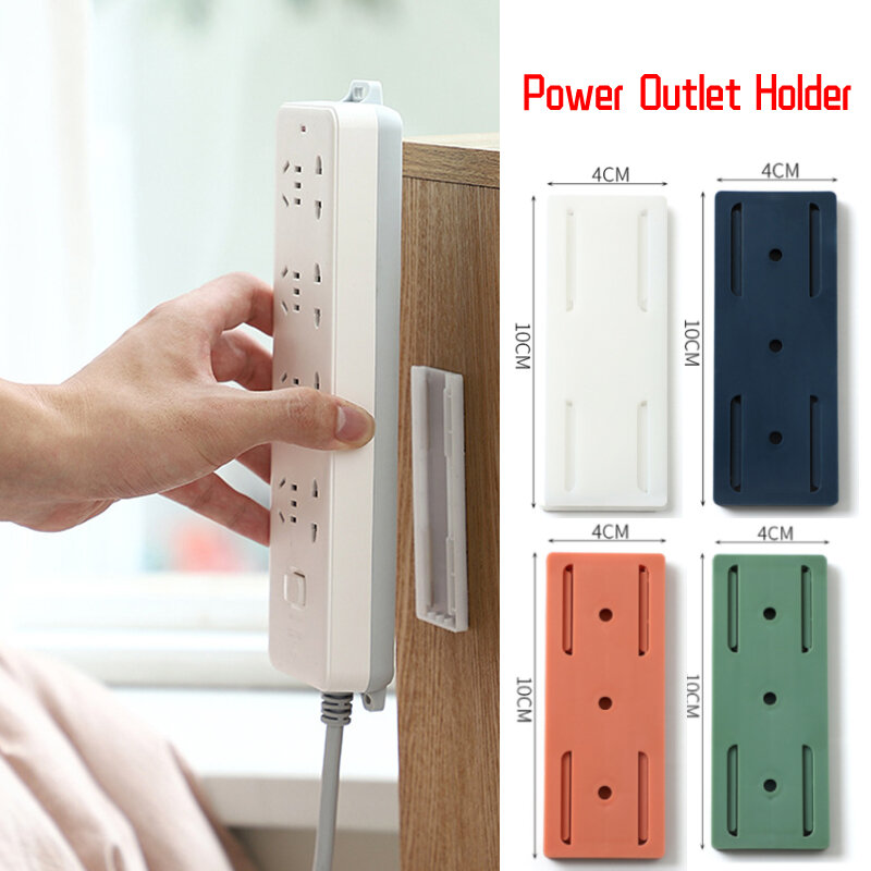 5/10PCS Self-Adhesive Wall-Mounted Punch-Free Plug Power Outlet Holder Traceless Fixer Plug-in Removable Socket Fixer