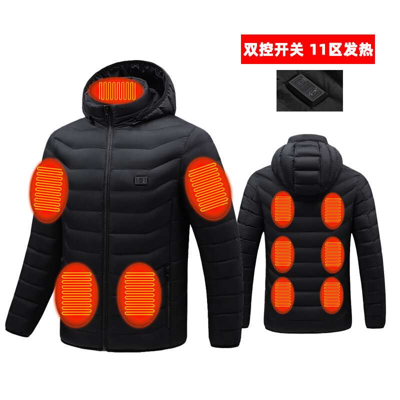 Мужское пальто с двойным контролем зоны 11, теплое зимнее теплое пальто с ватной подкладкой и электрическим подогревом, 2023