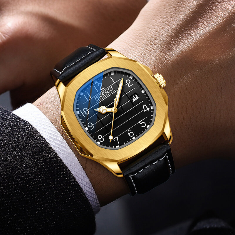 Chenxi jam tangan pria merek 2022, jam tangan olahraga merek terkenal mewah kulit tahan air tanggal